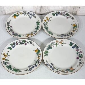 Woodhill by Citation Set of 4 Salad Plates 7.5" White Floral Vine Vintage China